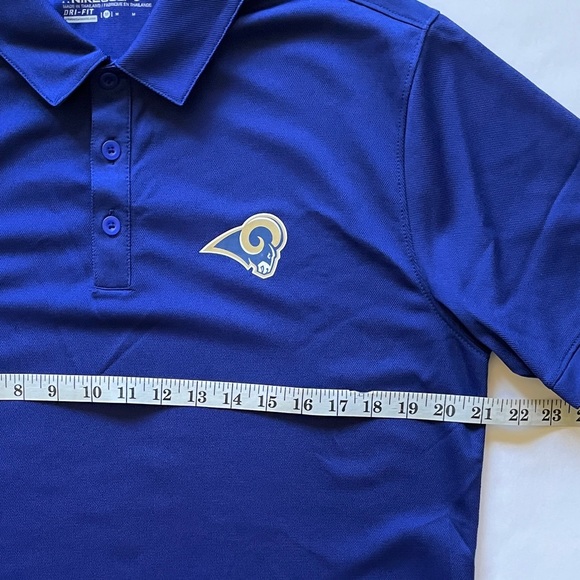 NIKE LOS ANGELES RAMS Mens Medium Polo Shirt Blue Short Sleeve Dri Fit NWT - Picture 9 of 14